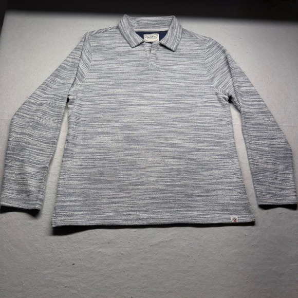 Flag & Anthem Other - Flag & Anthem Polo Shirt Mens L Blue Space Dye Slub Knit Long Sleeve Pullover